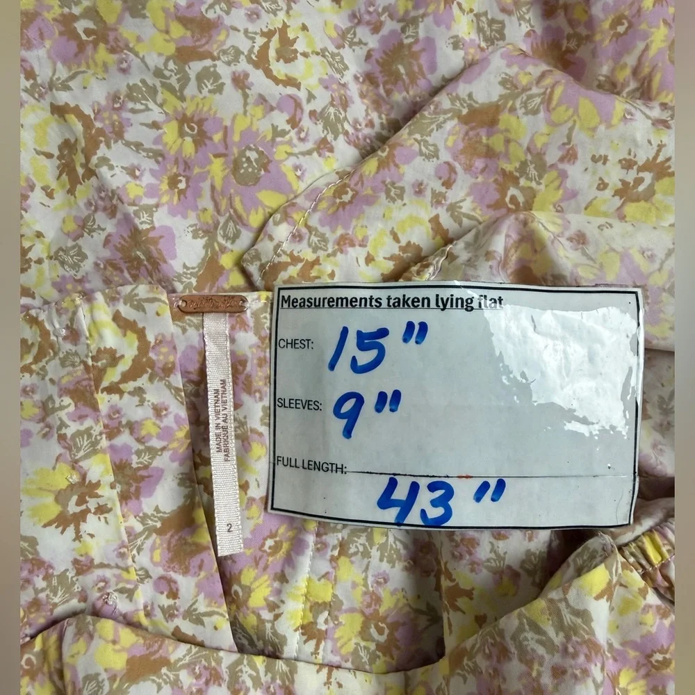 Free People She’s a Dream Floral Print Puff Sleeve Midi Dress Size 2 - Picture 14 of 15